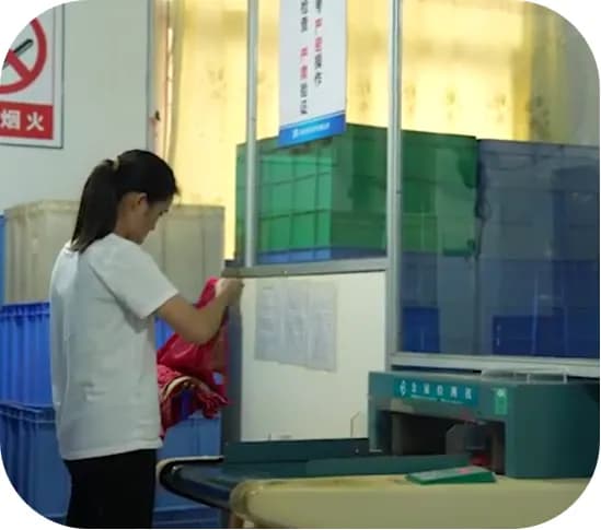 Sewing station with swimwear in production