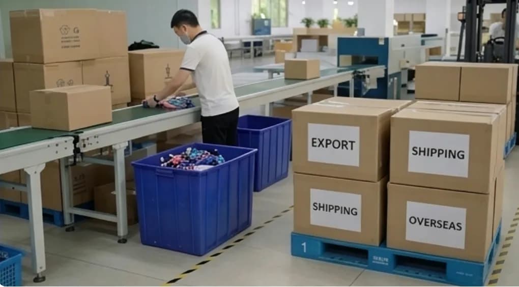 Packed swimwear cartons ready for export shipping
