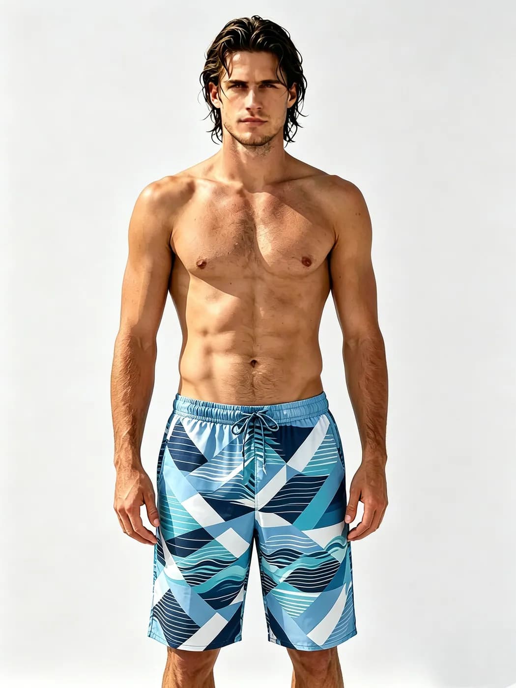 Men's Geometric Print Board Shorts – Men's Swimwear