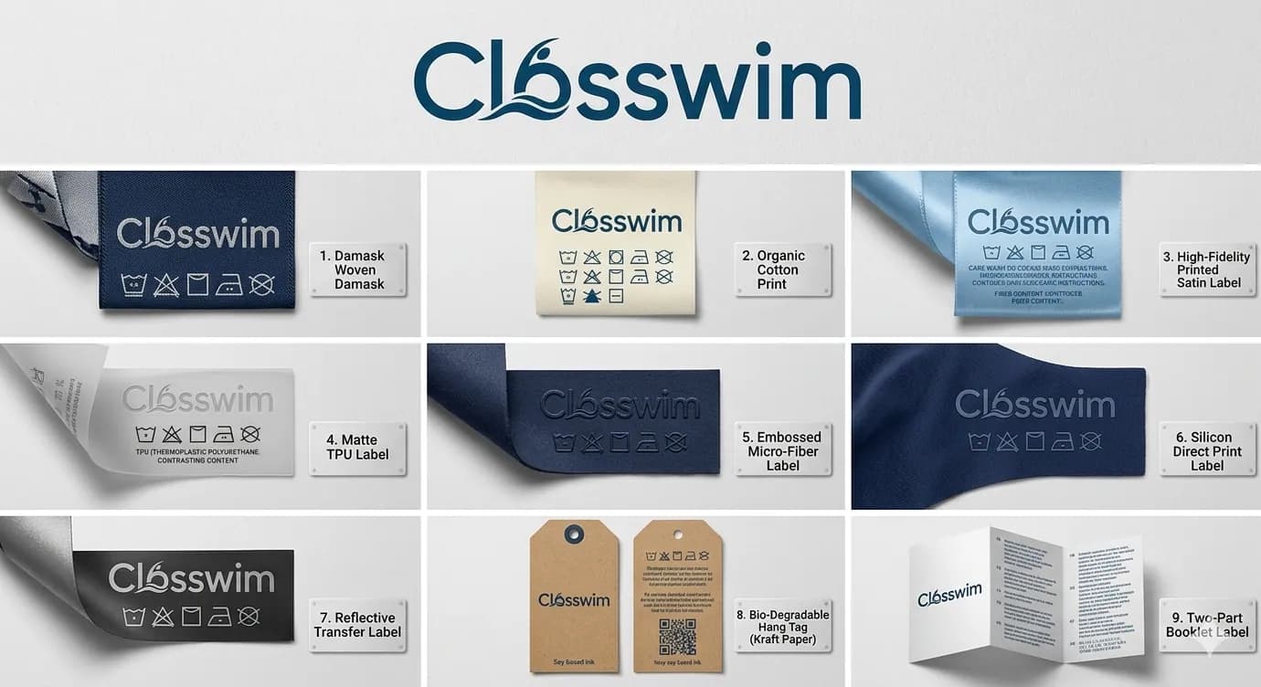Private label options: woven, printed, satin, TPU and silicone labels and hang tags