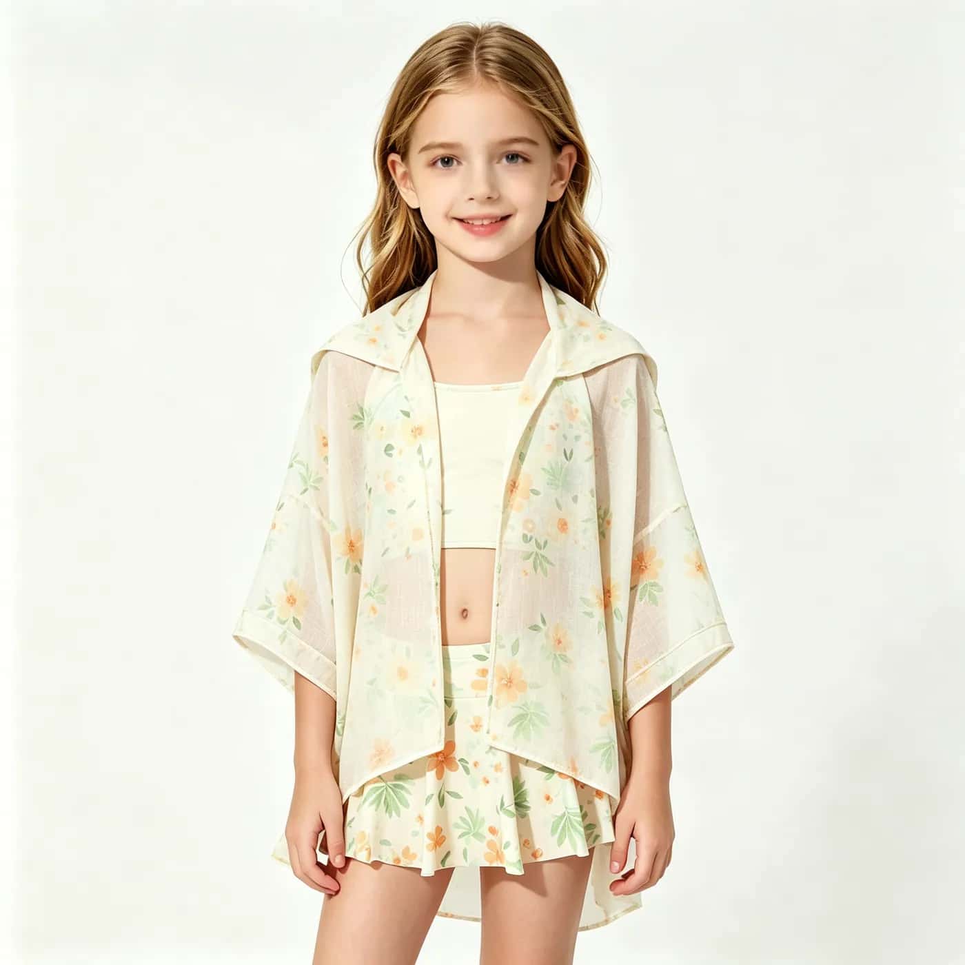 Girls' Floral Swim Set with Mesh Cover-Up – Kids' Swimwear