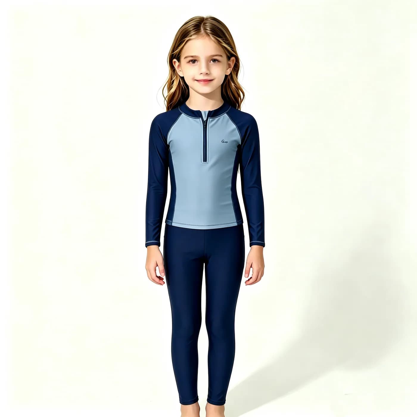 Girls' Long-Sleeve Zip Rash Guard Set – Kids' Swimwear