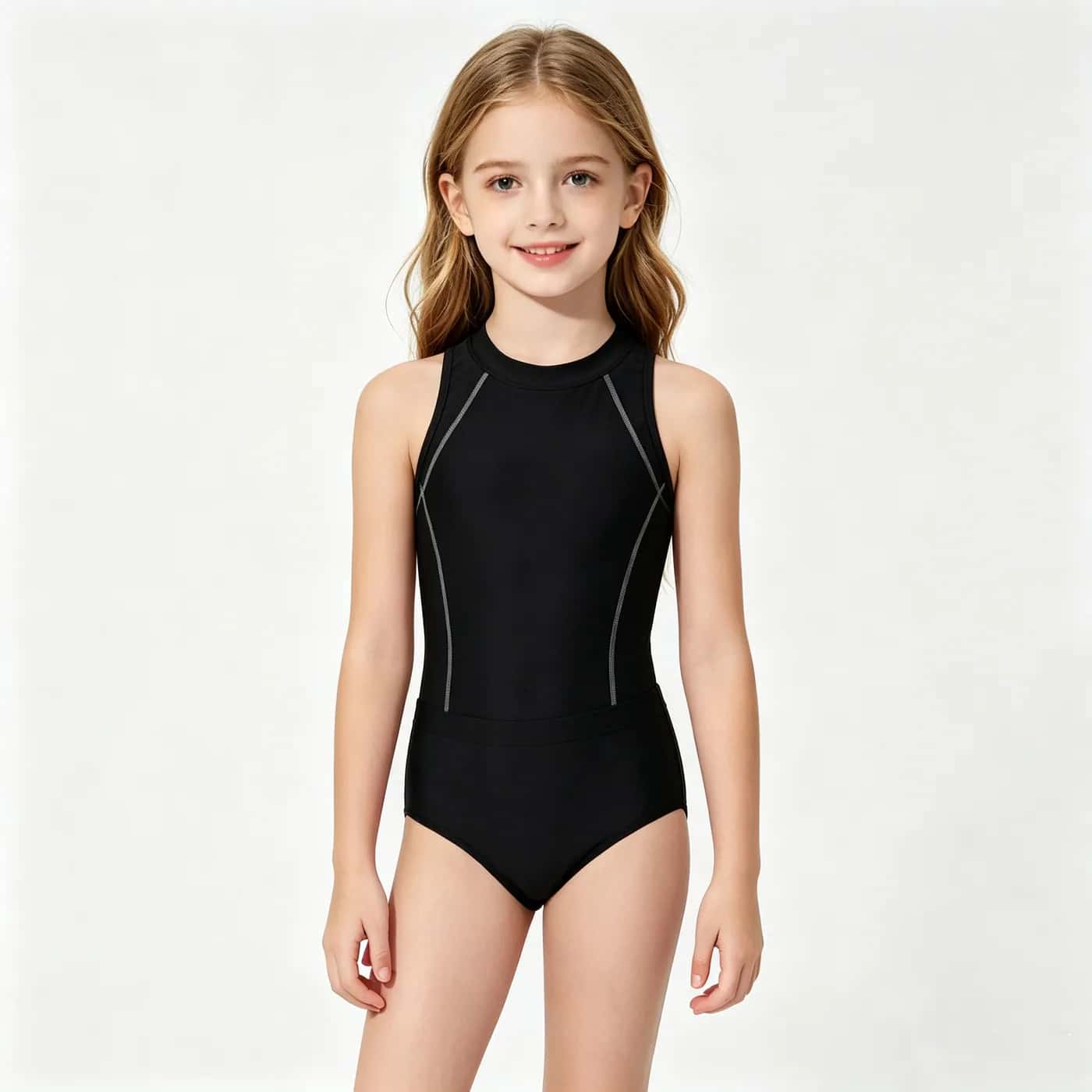 Girls' High-Neck Racerback One-Piece – Kids' Swimwear