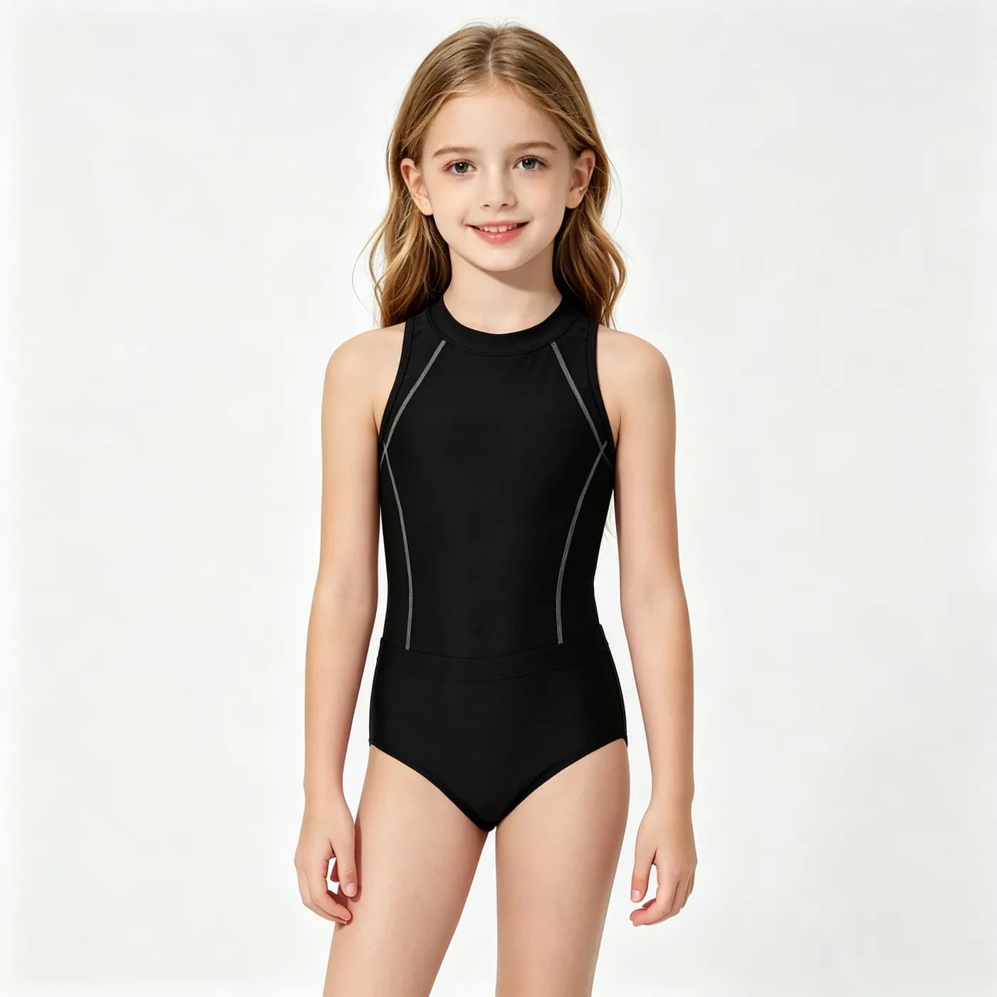 Girls' High-Neck Racerback One-Piece – Kids' Swimwear