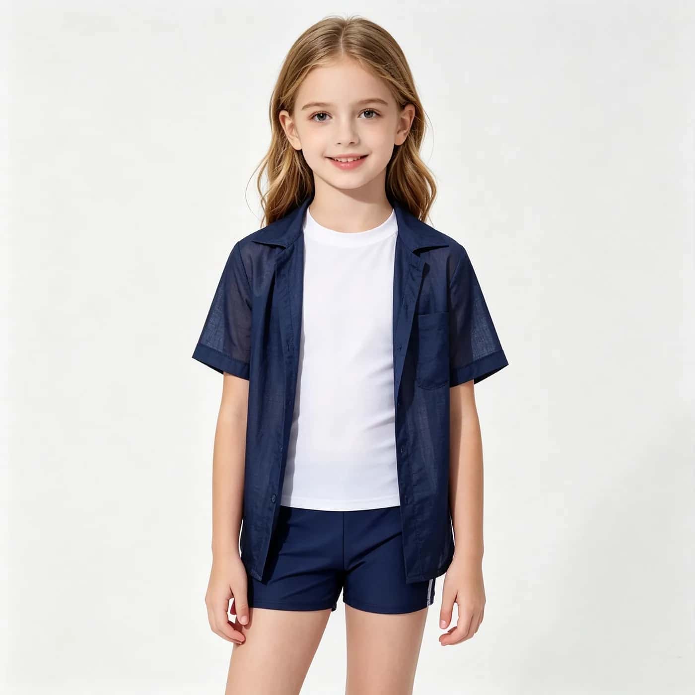Girls' Two-Piece with Mesh Sun Shirt – Kids' Swimwear
