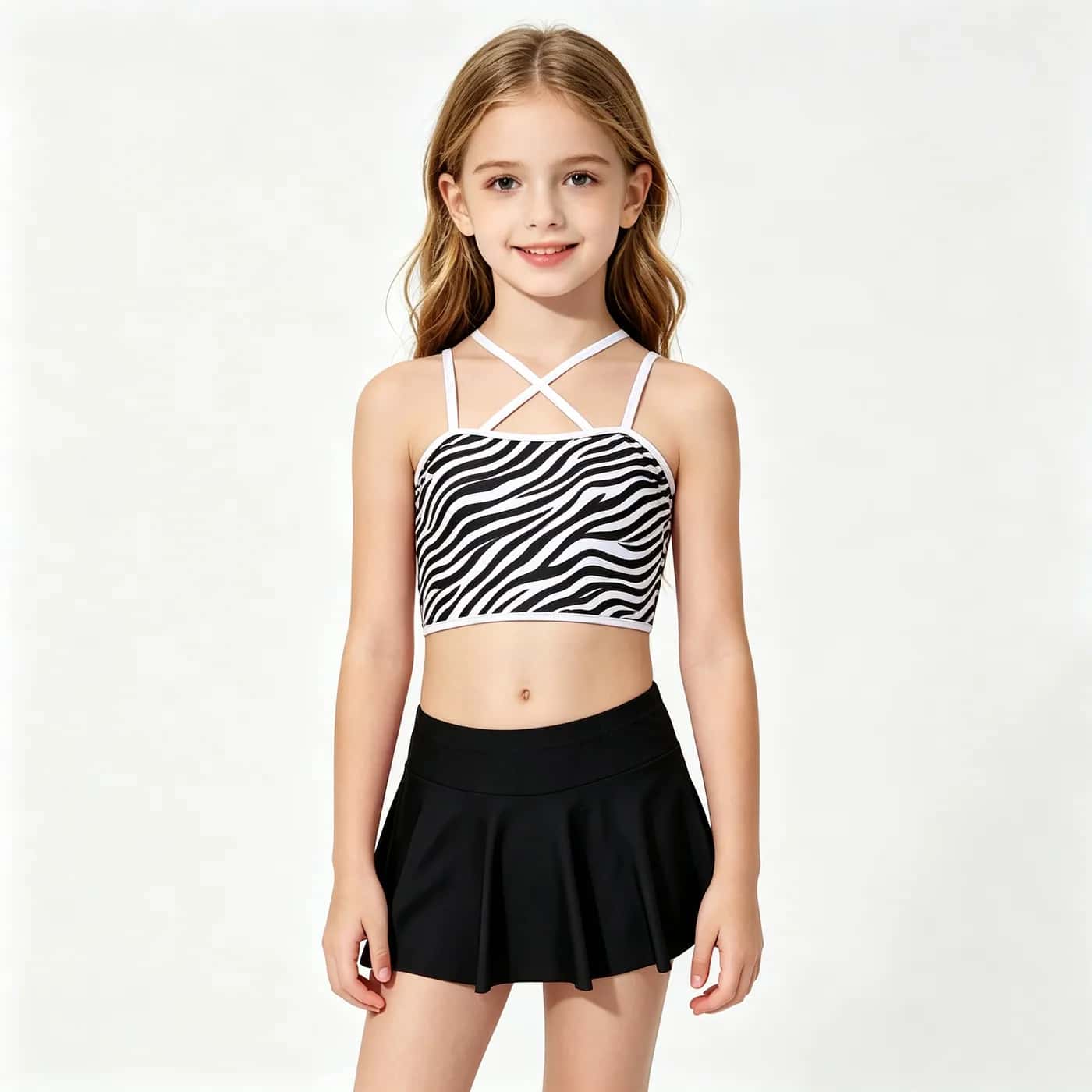 Girls' Zebra Print Strappy Two-Piece – Kids' Swimwear