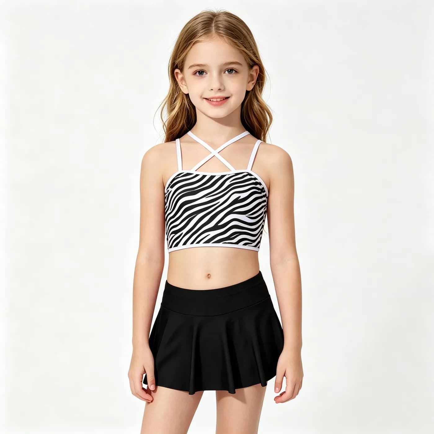 Girls' Zebra Print Strappy Two-Piece – Kids' Swimwear