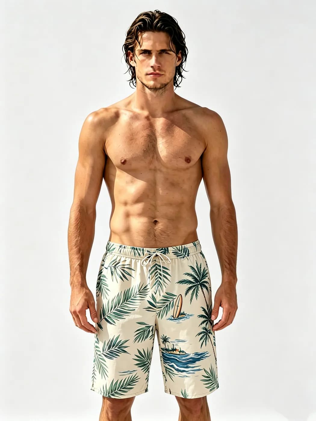 Men's Palm Print Board Shorts – Men's Swimwear
