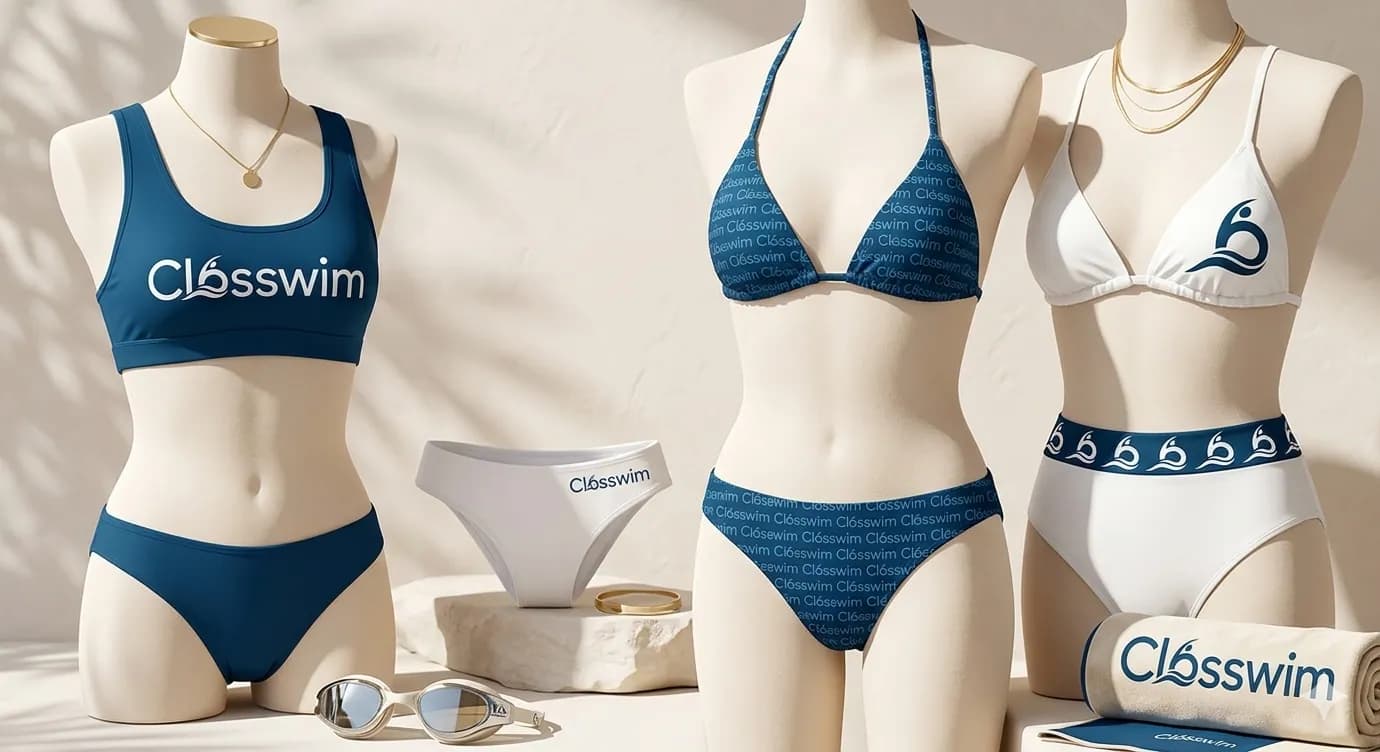 Closswim logo bikinis displayed on mannequins